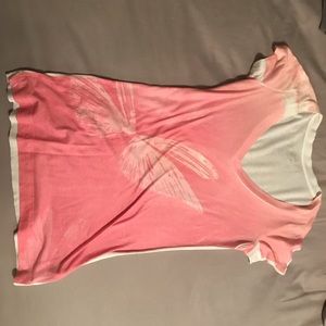 American eagle pink and white v-neck